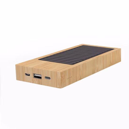 Mobile Accessories Micro USB Type-C Bamboo Wood 8000mAh Solar Power Bank