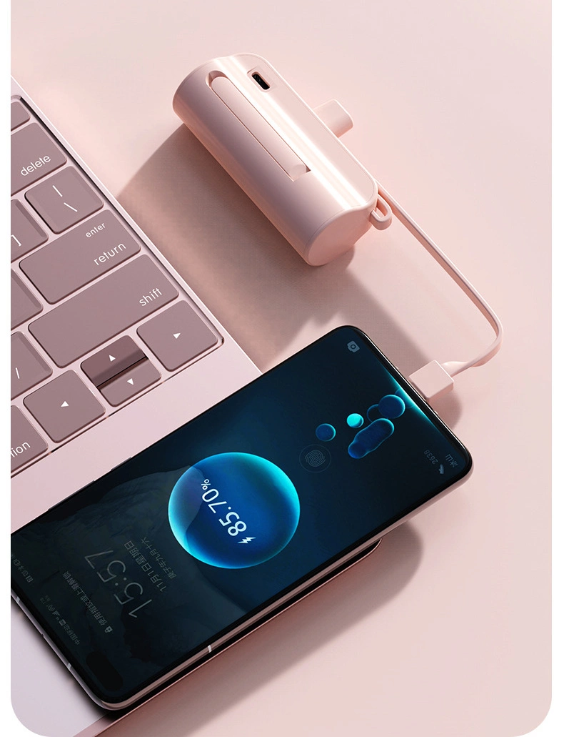 Best Promotion Gift Pill OEM 5000mAh Emergency Portable Rechargeable Compact Capsule Build in Cable 2 in 1 Mini Power Bank for iPhone Android Type C