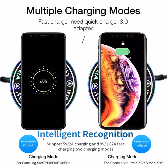 Magic Array Wireless Charging 5W 7.5W 10W Fast Charging Desktop Wireless Charger