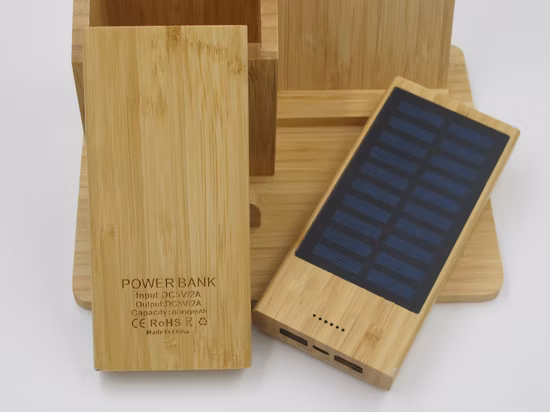 8000mAh 10000mAh Solar Bamboo Power Bank